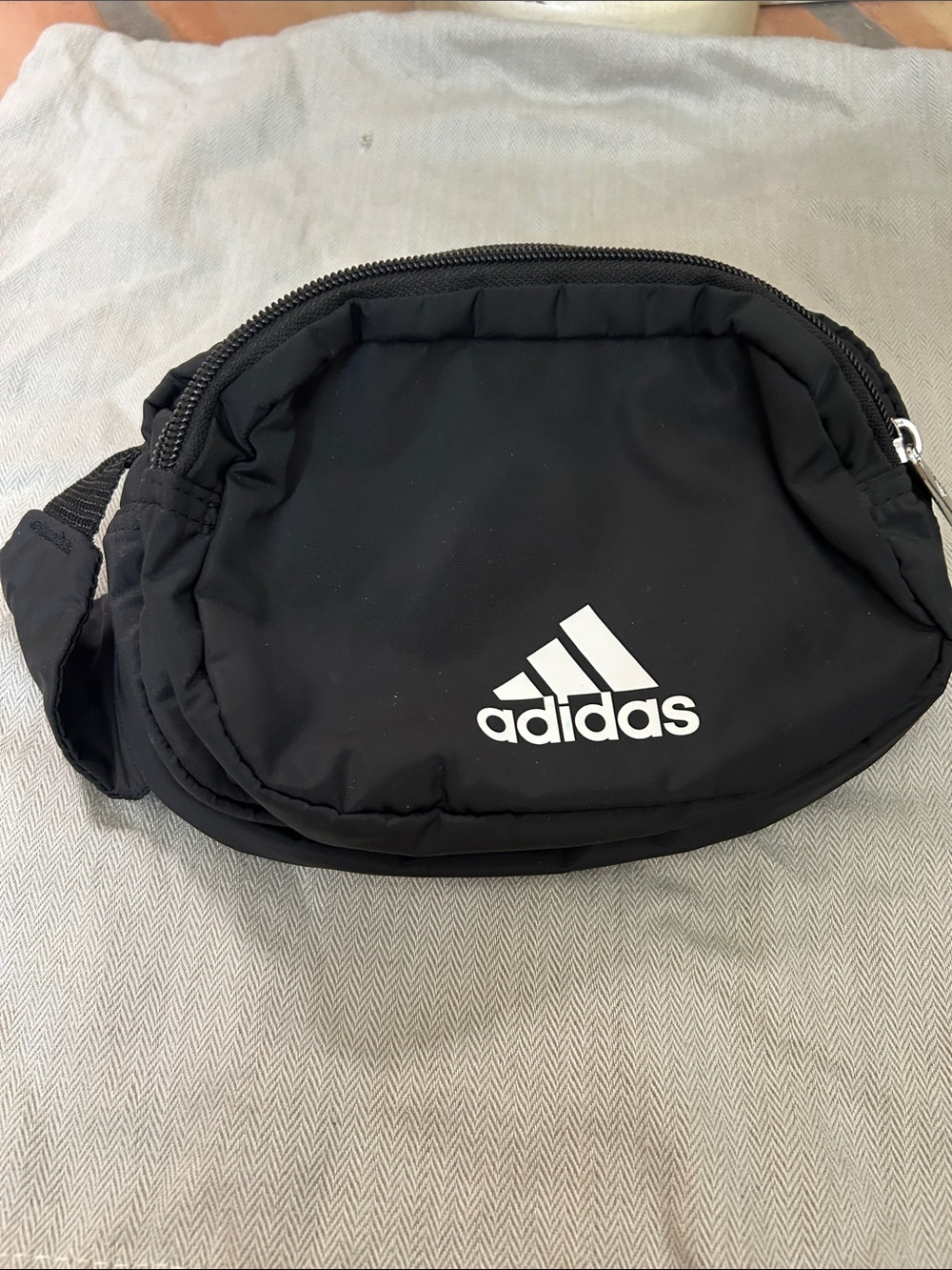 adidas Black Belt Bag with White Logo